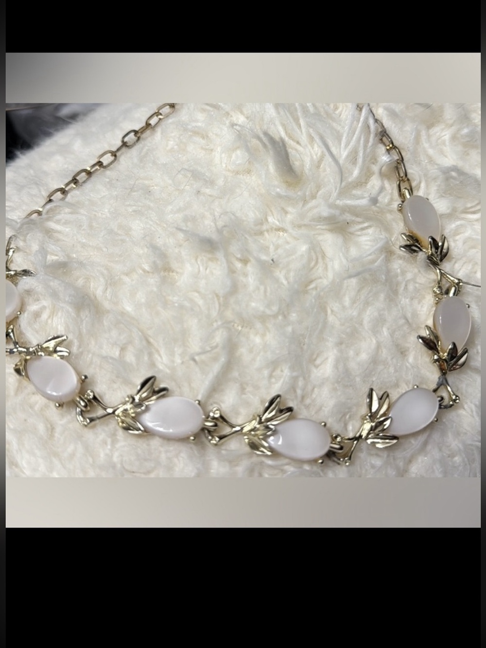 Vintage moon glow necklace 1950-60s gold-tone Lucite statement Women’s jewelry